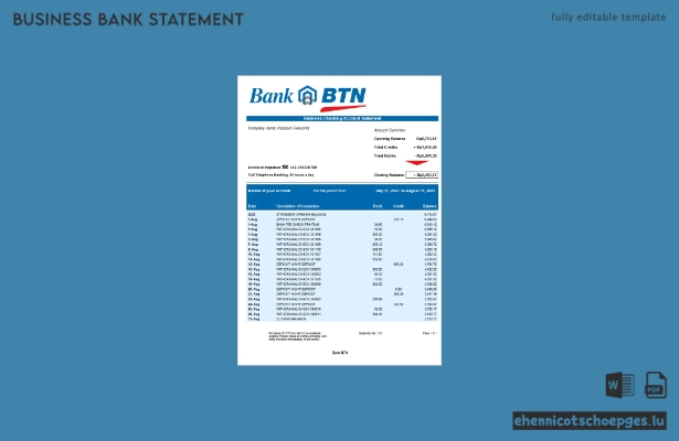 BTN-Firmenkontoauszug (Word- und PDF-Beispiel)